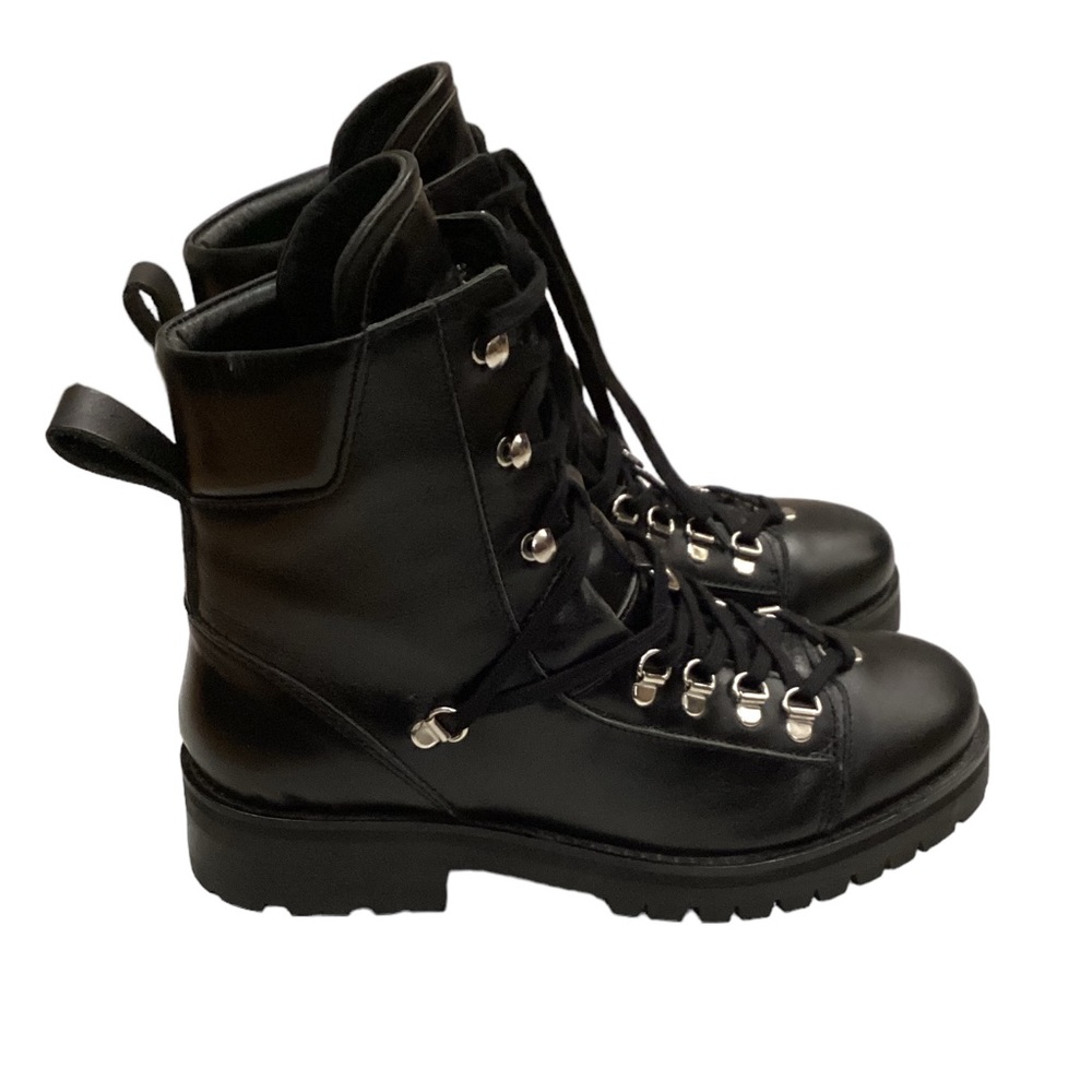 NWT All Saints Franka Leather Hiking Combat Boots in Black Size 9 - Picture 10 of 16